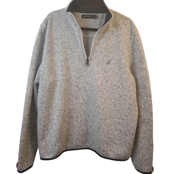 Nautica Men's Long Sleeve Heather Gray Fleece Pullover Jacket Size L/G - Picture 2 of 12